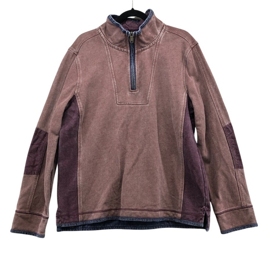 FatFace Iconic Airlie Quarter Zip Pullover Mens L Dusty Rose Brown Rugged Pique